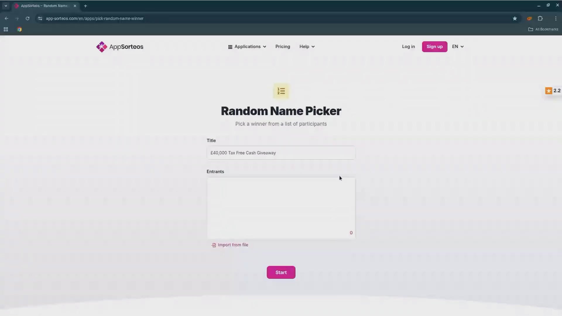 £40,000 Tax Free Cash Giveaway
